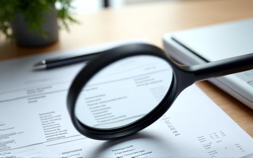 Magnifying glass over documents to signify discovery